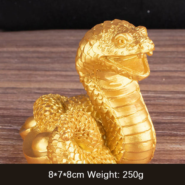 Buddha Stones Year Of The Snake Gold Ingots Copper Coins Wealth Resin Statue Home Decoration Decorations BS Golden Ingot Snake 8*7*8cm