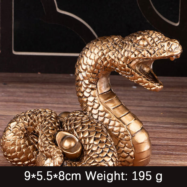 Buddha Stones Year Of The Snake Gold Ingots Copper Coins Wealth Resin Statue Home Decoration Decorations BS Bronze Ingot Snake 9*5.5*8cm