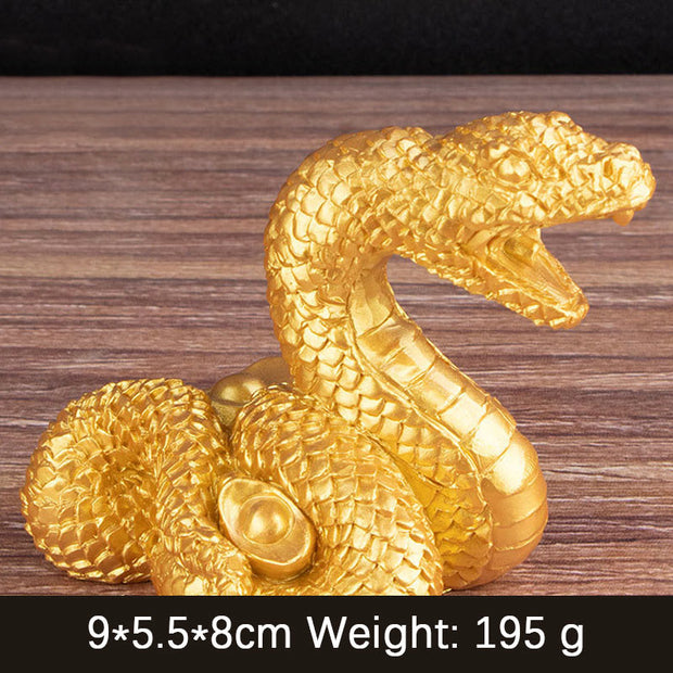 Buddha Stones Year Of The Snake Gold Ingots Copper Coins Wealth Resin Statue Home Decoration Decorations BS Golden Ingot Snake 9*5.5*8cm