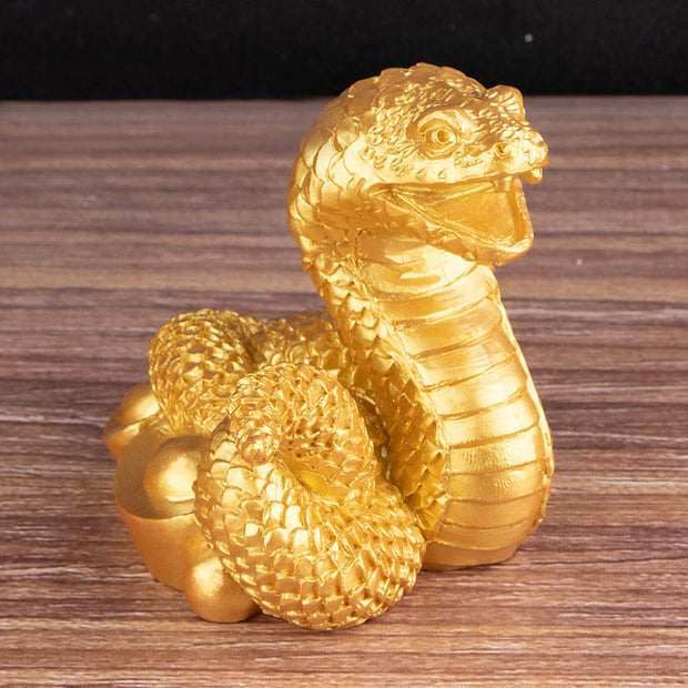 Buddha Stones Year Of The Snake Gold Ingots Copper Coins Wealth Resin Statue Home Decoration Decorations BS 9