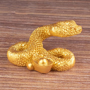 Buddha Stones Year Of The Snake Gold Ingots Copper Coins Wealth Resin Statue Home Decoration Decorations BS 3