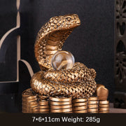 Buddha Stones Year Of The Snake Ingots Copper Coins Ball Wealth Resin Statue Home Decoration Decorations BS Large Bronze Ingot Snake 8*5.5*9.2cm