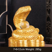 Buddha Stones Year Of The Snake Ingots Copper Coins Ball Wealth Resin Statue Home Decoration Decorations BS Large Golden Ingot Snake 8*5.5*9.2cm