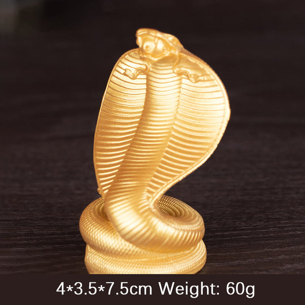 Buddha Stones Year Of The Snake Golden Bronze Cobra Resin Statue Home Decoration Decorations BS Golden Cobra Snake Small 4*3.5*7.5cm