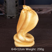 Buddha Stones Year Of The Snake Golden Bronze Cobra Resin Statue Home Decoration Decorations BS Golden Cobra Snake Medium 6*6*12cm