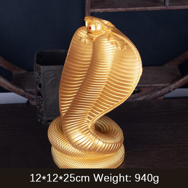 Buddha Stones Year Of The Snake Golden Bronze Cobra Resin Statue Home Decoration Decorations BS Golden Cobra Snake Large 12*12*25cm