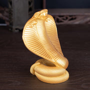 Buddha Stones Year Of The Snake Golden Bronze Cobra Resin Statue Home Decoration