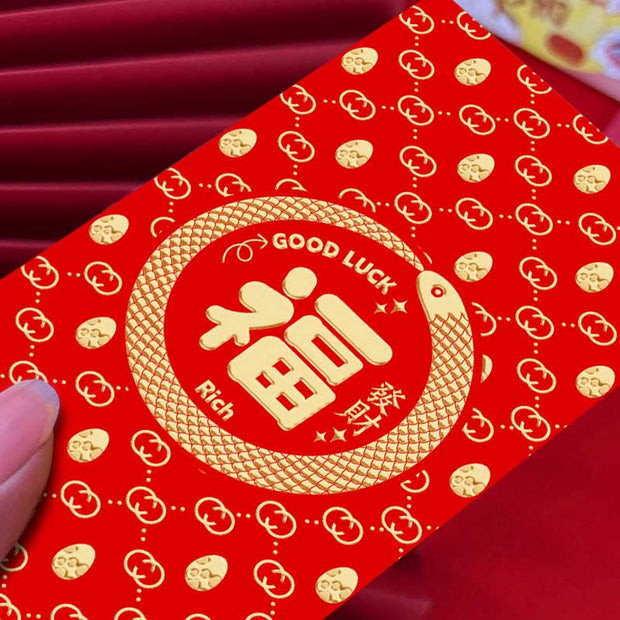 Buddha Stones 6Pcs Red Envelope Year Of The Snake Design Lucky Money Envelopes Good Luck 2025 Chinese New Year