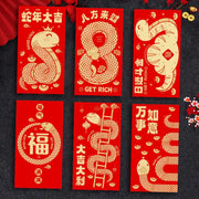 Buddha Stones 6Pcs Red Envelope Year Of The Snake Design Lucky Money Envelopes Good Luck 2025 Chinese New Year