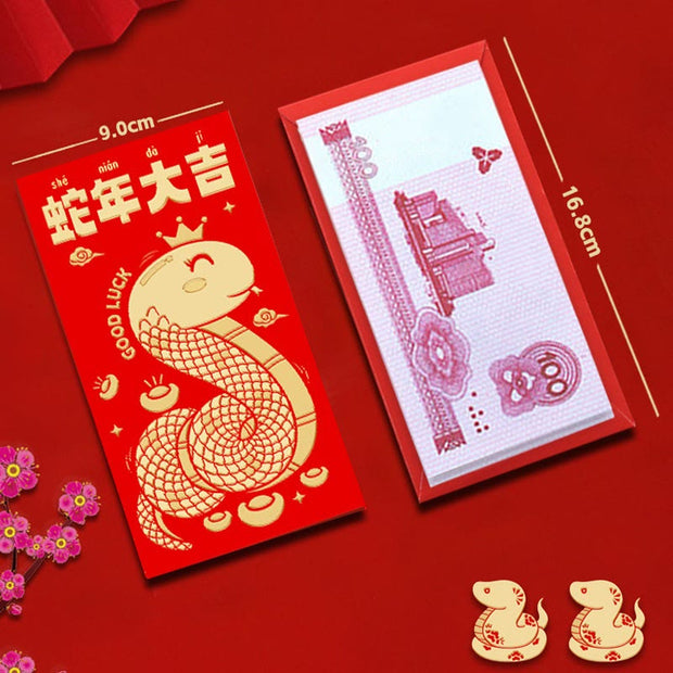 Buddha Stones 6Pcs Red Envelope Year Of The Snake Design Lucky Money Envelopes Good Luck 2025 Chinese New Year