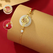 Buddha Stones 925 Sterling Silver Hetian Jade Peace Buckle Fu Character Year Of Snake Red String Protection Braided Bracelet