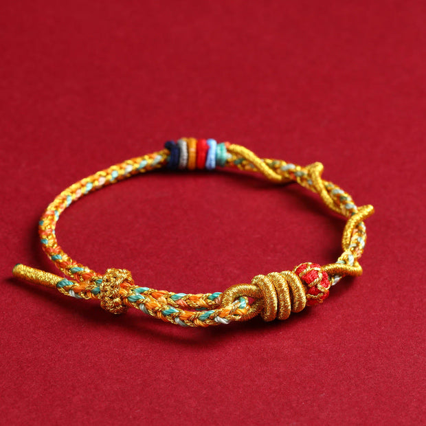 Buddha Stones Yellow String Year Of The Snake Protection Braided Bracelet