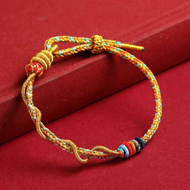 Buddha Stones Yellow String Year Of The Snake Protection Braided Bracelet