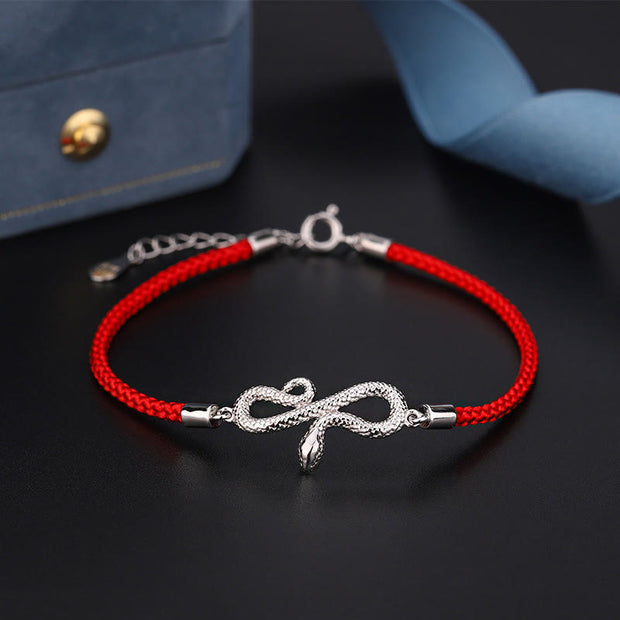 Buddha Stones 999 Sterling Silver Year Of Snake Red String Protection Braided Bracelet