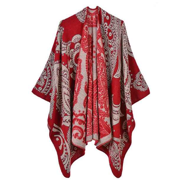 Buddha Stones Tibetan Cashew Flower Shawl Fall Winter Cozy Scarf Wrap Tibetan Shawl BS Red 130*150cm