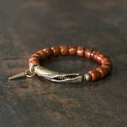 Buddha Stones Yak Bone Copper Cone Pendant Strength Bracelet Bracelet BS Yak Bone Copper(Wrist Circumference: 17-17.5cm)