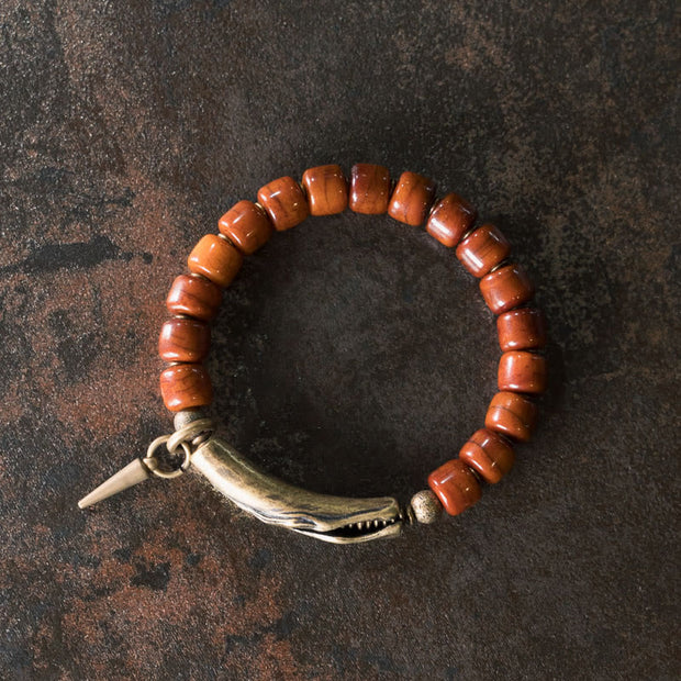 Buddha Stones Yak Bone Copper Cone Pendant Strength Bracelet Bracelet BS 2