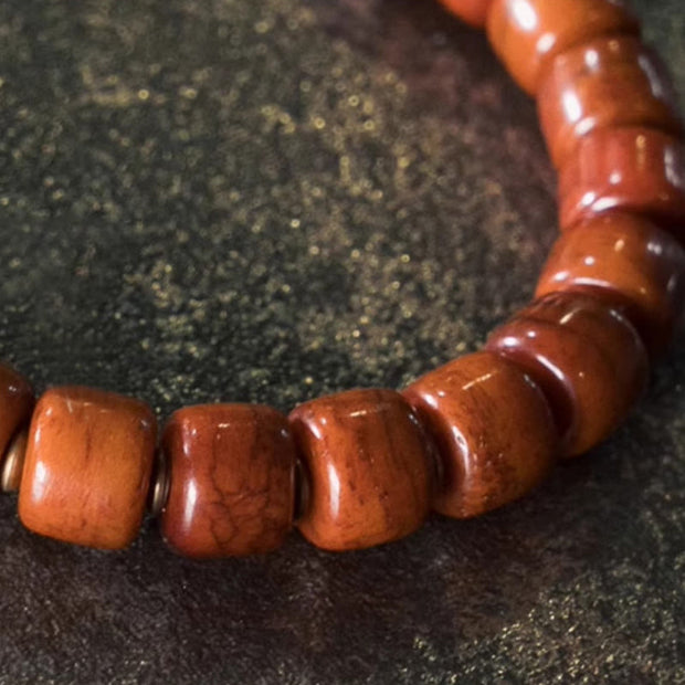 Buddha Stones Yak Bone Copper Cone Pendant Strength Bracelet