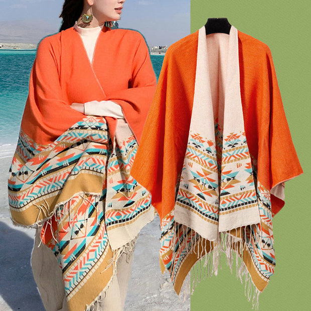 Buddha Stones Tibetan Geometric Rhombus Pattern Tassels Shawl Fall Winter Warm Cozy Scarf Wrap Tibetan Shawl BS 38