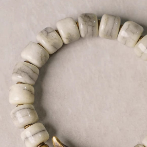 Buddha Stones White Yak Bone Copper Yak Head Cone Pendant Balance Bracelet Bracelet BS 12