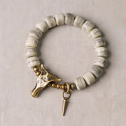 Buddha Stones White Yak Bone Copper Yak Head Cone Pendant Balance Bracelet Bracelet BS 1