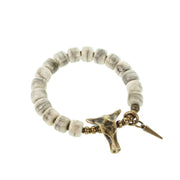 Buddha Stones White Yak Bone Copper Yak Head Cone Pendant Balance Bracelet