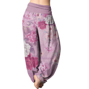 Buddha Stones Casual Peony Flower Women's Elastic Waist Harem Pants