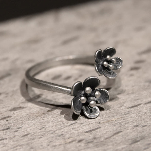 Buddha Stones 925 Sterling Silver Flowers Ring Ring BS 3