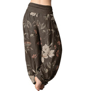 Buddha Stones Casual Floral Leaves Women's Elastic Waist Harem Pants