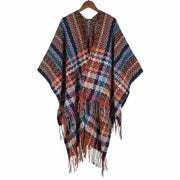 Buddha Stones Tibetan Colorful Stripe Geometry Tassels Shawl Fall Winter Soft Scarf Wrap Tibetan Shawl BS Sienna 130*150cm