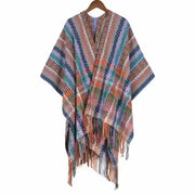 Buddha Stones Tibetan Colorful Stripe Geometry Tassels Shawl Fall Winter Soft Scarf Wrap