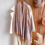 Buddha Stones Tibetan Cashew Flowers Vine Pattern Tassels Shawl Fall Winter Soft Scarf Wrap Tibetan Shawl BS 22