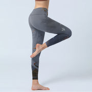 Buddha Stones Auspicious White Crane Pine Tree Print Gym Leggings Women's Yoga Pants - image 4