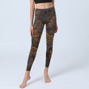 Buddha Stones Golden Mountains Clouds Print Gym Leggings Women's Yoga Pants