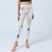 Buddha Stones White Gray Butterfly Print Sports Leggings Women's Yoga Pants - image 6