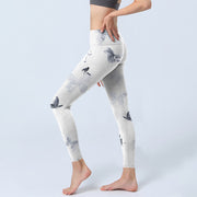 Buddha Stones White Gray Butterfly Print Sports Leggings Women's Yoga Pants