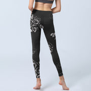 Buddha Stones Gray Peony Rose Flower Sketch Print Gym Fitness Leggings Women's Yoga Pants - image 7
