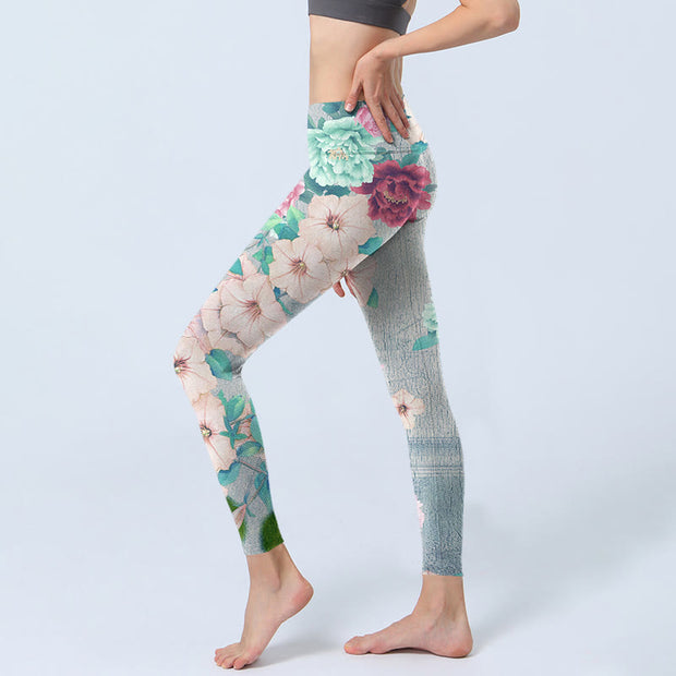Buddha Stones Colorful Peony Flowers Print Gym Fitness Leggings Women's Yoga Pants - image 3