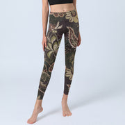 Buddha Stones Olive Florals Print Sports Fitness Leggings Women's Yoga Pants - image 6
