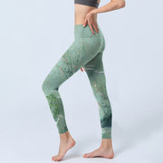 Buddha Stones Green Bamboo Rocks Print Sports Fitness Leggings Women's Yoga Pants - image 3