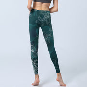 Buddha Stones Peony Flower Magpie Butterfly Print Gym Fitness Leggings Women's Yoga Pants - image 7