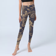 Buddha Stones Peony Flowers Leaves Blossom Print Gym Fitness Leggings Women's Yoga Pants - image 6