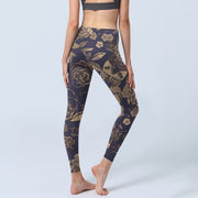 Buddha Stones Peony Flowers Leaves Blossom Print Gym Fitness Leggings Women's Yoga Pants - image 5