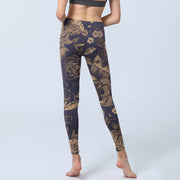 Buddha Stones Peony Flowers Leaves Blossom Print Gym Fitness Leggings Women's Yoga Pants - image 7