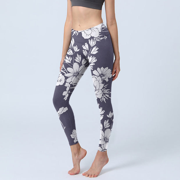 Buddha Stones Flowers Blossom Print Sports Fitness Leggings Women's Yoga Pants