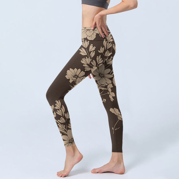 Buddha Stones Flowers Blossom Print Sports Fitness Leggings Women's Yoga Pants