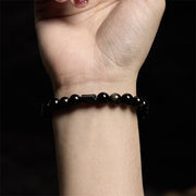 Buddha Stones "All the best for Luck and Confidence" Obsidian Bracelet Includes Gift Message Card - image 9