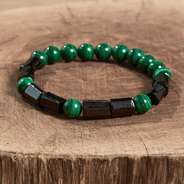 Buddha Stones Malachite Black Tourmaline Purity Bracelet