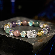 Buddha Stones PiXiu White Crystal Citrine Green Strawberry Quartz Amethyst Luck Bracelet