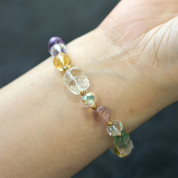 FREE Today: Wealth Luck PiXiu White Crystal Citrine Green Strawberry Quartz Amethyst Bracelet